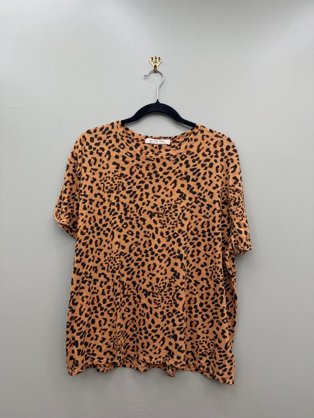 Free People We The Free Leopard Print Oversized Tee Small Boho Animal Print Top